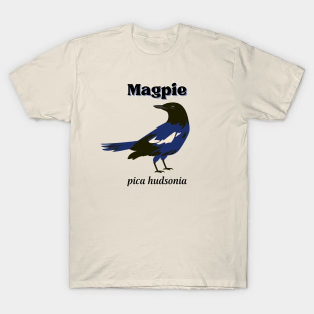 Magpie Bird Art with Scientific Name T-Shirt by pawsitronic